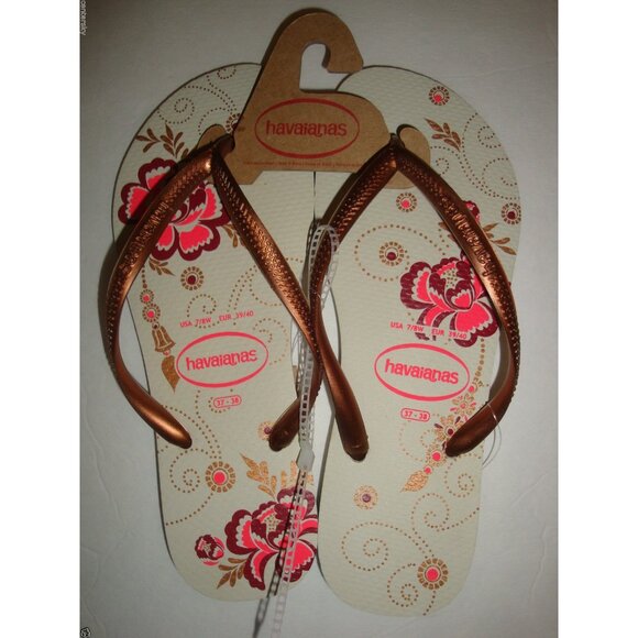 New Havaianas Women's Flip Flops Sandals Multi-Color Floral Print Size 11/12 - Picture 1 of 2